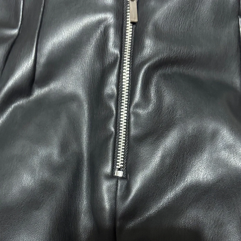 Zara Black Leather Look Trousers